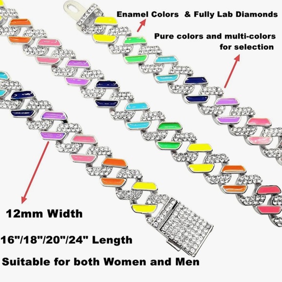 Hottest Cuban Link custom Chain w/ colorful enamel Bestseller Best Gift for men! - Picture 3 of 8